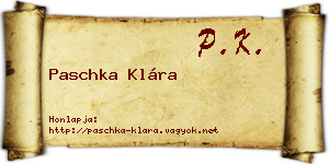 Paschka Klára névjegykártya